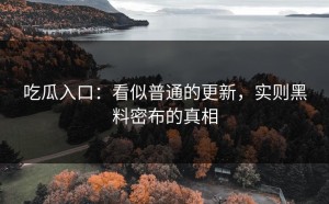 吃瓜入口：看似普通的更新，实则黑料密布的真相