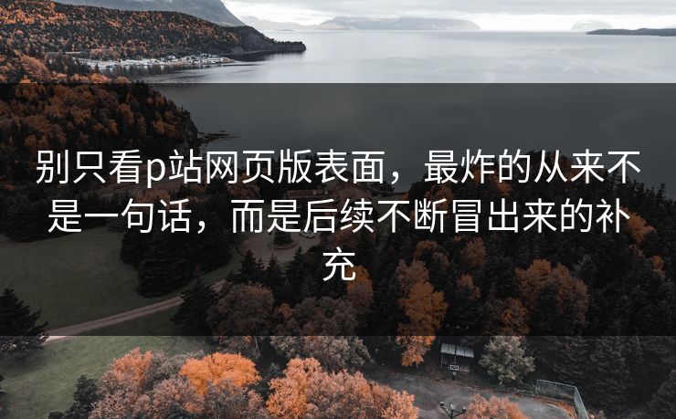 别只看p站网页版表面,最炸的从来不是一句话,而是后续不断冒出来的补充 别只看p站网页版表面,最炸的从来不是一句话,而是后续不断冒出来的补充