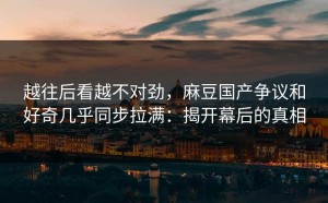 越往后看越不对劲，麻豆国产争议和好奇几乎同步拉满：揭开幕后的真相