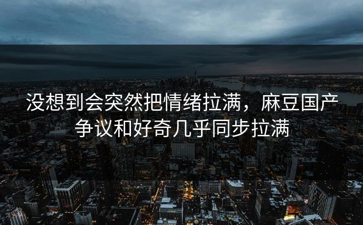 没想到会突然把情绪拉满，麻豆国产争议和好奇几乎同步拉满